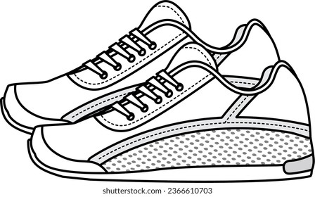 Technical drawing of a sleek shoe design