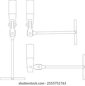 Technical drawing of a spark plug wrench with detailed multi-angle views. Ideal for automotive and engineering projects