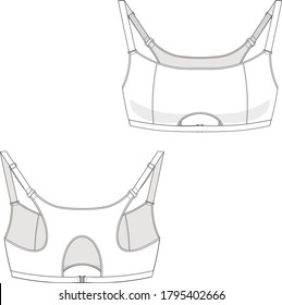 Technical drawing of a sports bra or sports top sample
(or the top of a swimsuit)