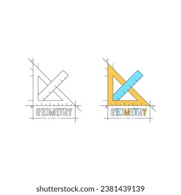 technical drawing square and ruler symbols. miter and ruler concept on white background