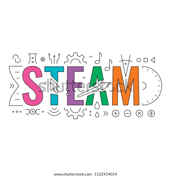 technical-drawing-steam-concept-steam-word-and-steam-symbols-science