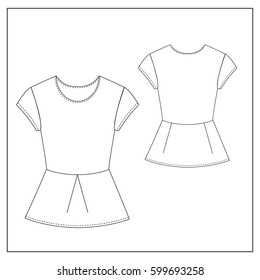 Technical drawing of summer sweater, type of gear and back
