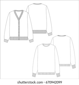 technical drawing sweater long sleeve sketch vector illustration 