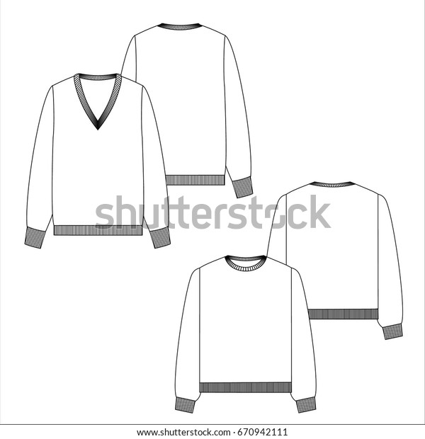 Technical Drawing Sweater Long Sleeve Sketch Stock Vector (Royalty Free ...