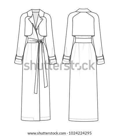 Technical Drawing Trench Coat Stock Vector (Royalty Free) 1024224295