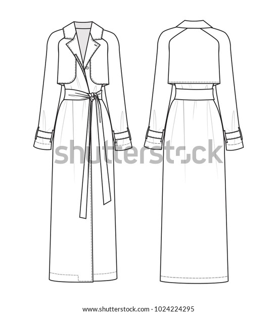 Technical drawing of trench coat