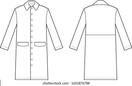 Technical drawing trench coat  Fashion flat sketch  Isolated vector outline illustration classic coat