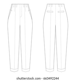 Technical Drawing Trousers Sketch Vector Illustration Stock Vector ...