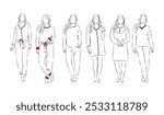 technical drawing vector of fashion sketch mannequin wearing winter pajamas and nightgown with white background