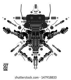 technical drawing vector guitar robot character design