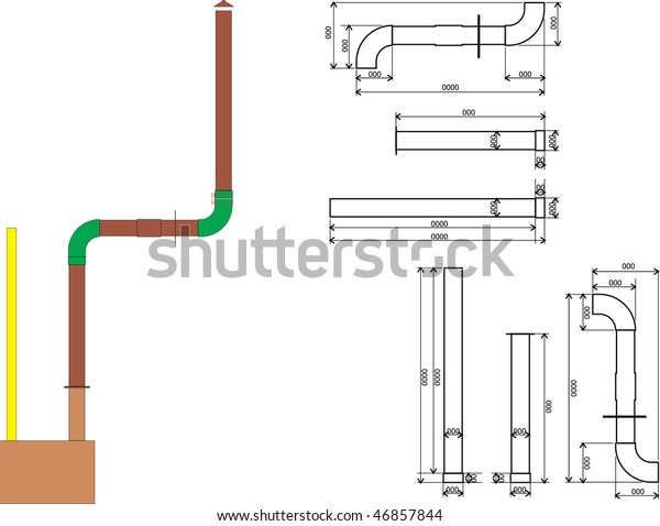 Technical Drawing Water Pipe Stock Vector (Royalty Free) 46857844