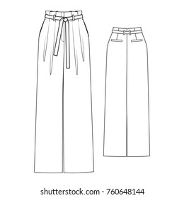 technical drawing of wide pants