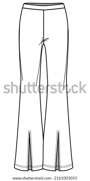 technical drawing of woman\
pants slit