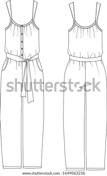 Technical Drawing Women Overall Eps10 Illustration Stock Vector ...