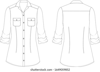 Technical drawing women shirt. EPS10 illustrator.