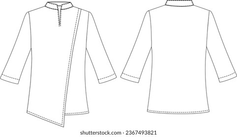 dibujo técnico de una blusa de mujer
