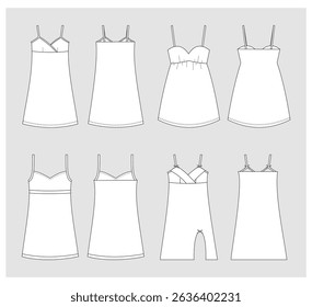 
technical drawing of women's shirts front and back view mockup template