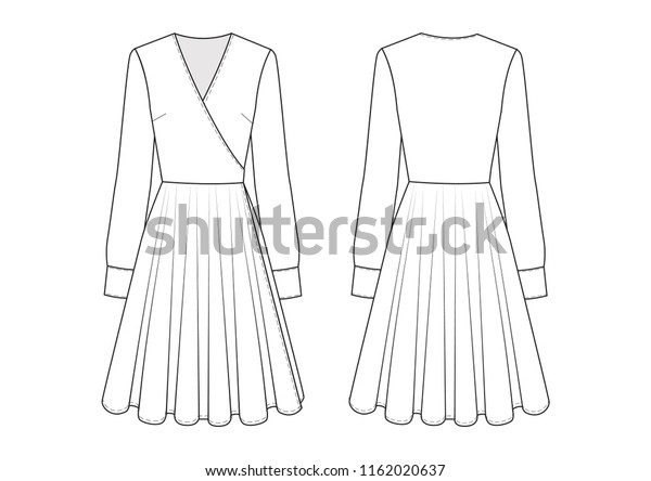 Technical Drawing Wrap Dress Stock Vector (Royalty Free) 1162020637