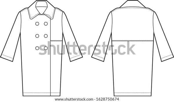 Technical Drawing Wrap Trench Coat Fashion Stock Vector (royalty Free 