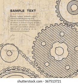 technical drawing.background with gears.style grunge