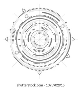 Technical drawing.Fantastic circle .Drawing details