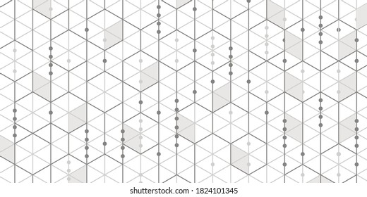 Technical drawing.Hexagons on white background.Geometric lines.Abstract tech.Vector illustration.	