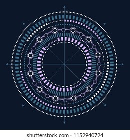 Technical drawing.Round HUD Elements .Technical drawings , vector