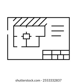 Vector arquitectónico del icono de la línea del dibujante. Dibujos técnicos Signo arquitectónico del dibujante. Ilustración negra aislada del símbolo del contorno