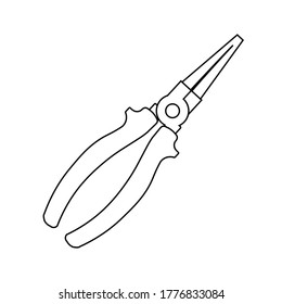 Technical electric long nose pliers icon. Outline technical electric pliers vector icon for web design