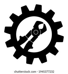 Technical electric pliers icon in gear. Outline technical electric pliers vector icon for web design