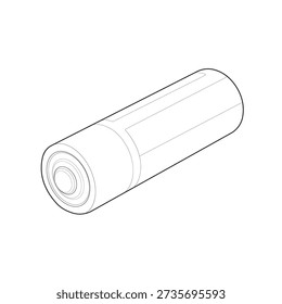 Technical electrochemical battery cell schematic designed for power supply specifications and component packaging. This cylindrical energy source blueprint details anode and cathode terminals for electrical engineering manuals.