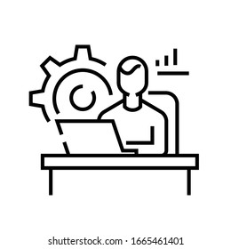 Technical employee line icon, concept sign, outline vector illustration, linear symbol.