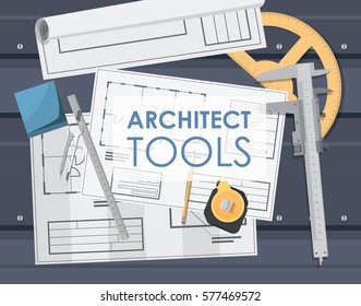 technical engineering drawing plan. architectural drawings and drawing tools