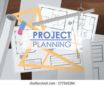 technical engineering drawing plan. architectural drawings and drawing tools