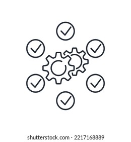 Technical excellence. A perfect process. Vector linear icon isolated on white background.