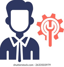 Ilustración vectorial de color de glifo de icono de experto técnico