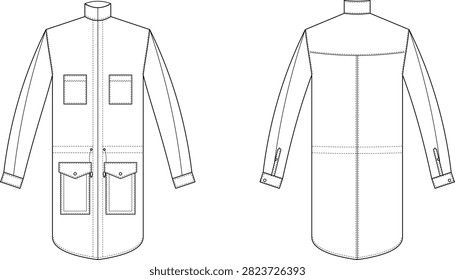 Technical fashion flat sketch