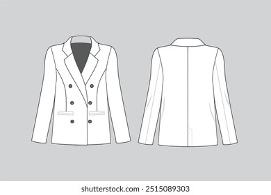 Ilustración técnica de la moda blazer ilustración blazer Vector blazer con Botones