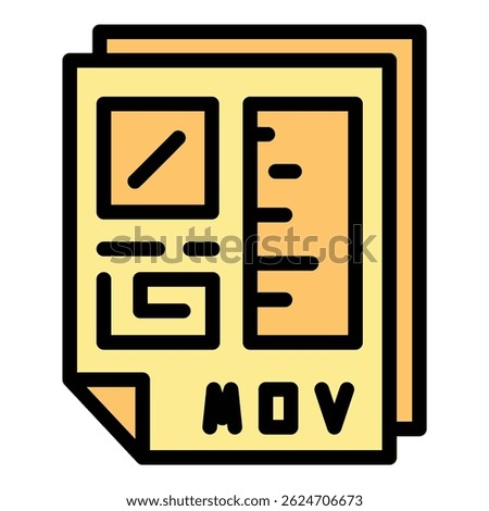 Technical file document icon. Outline technical file document vector icon for web design isolated on white background color flat