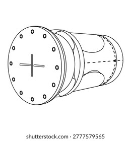 Technical flange with bolt holes and cross handle