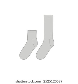 Technical Flat Illustration of Ankle and Crew Socks