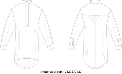 Technical flat sketch long