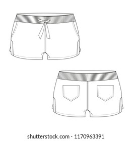 technical flat sketch for shorts 