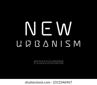 Technical font, digital alphabet, trendy Latin letters from A to Z and Arab numbers from 0 to 9 for you ui ux designs, vector illustration 10EPS