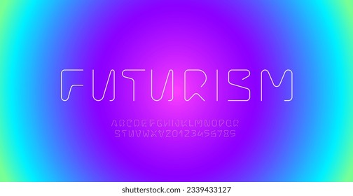 Technical font, digital alphabet, uppercase Latin letters from A to Z and Arab numbers from 0 to 9, vector illustration 10EPS