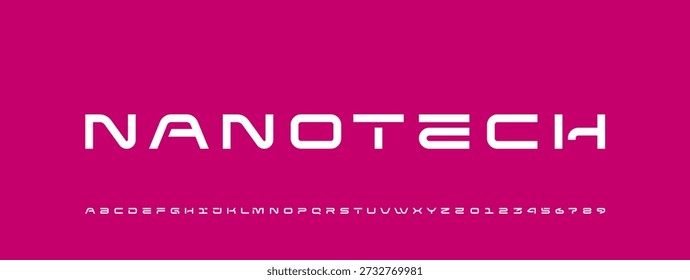 Fonte técnica, alfabeto cibernético digital largo, letras em negrito de A a Z e números de 0 a 9 para você designs de logotipo, ilustração vetorial 10EPS