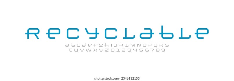 Technical future font, digital cyber alphabet, trendy uppercase letters from A - Z and numbers from 0 - 9, vector illustration 10EPS