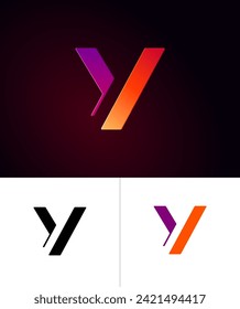 Zukünftige technische Schriftart, digitales Cyber-Alphabet, trendiger, originaler 3D-Buchstabe Y für Schnittstellendesign, Logo-Design, Vektorgrafiken-Set 10EPS