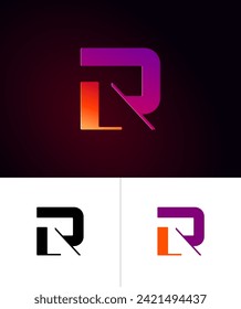 Technical future font, digital cyber alphabet, trendy original 3d letter R for interface design, logo design, set vector illustrations 10EPS
