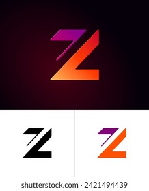 Technical future font, digital cyber alphabet, trendy original 3d letter Z for interface design, logo design, set vector illustrations 10EPS